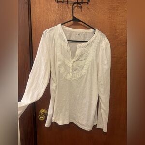 LOFT Cream Long Sleeve Blouse
